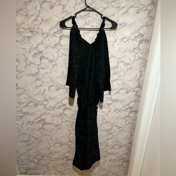 GANNI Belted Jacquard Print Black Midi Dress - Picture 13 of 16